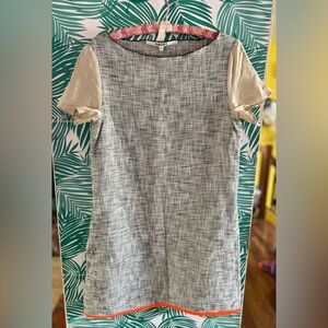 Hache made in Italy dress size 40/S Cotten and linen tweed with orange trim mod